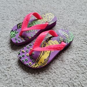 New Havaianas Girls Pineapple Flip-Flops US 9C EUR 25/26 Purple
